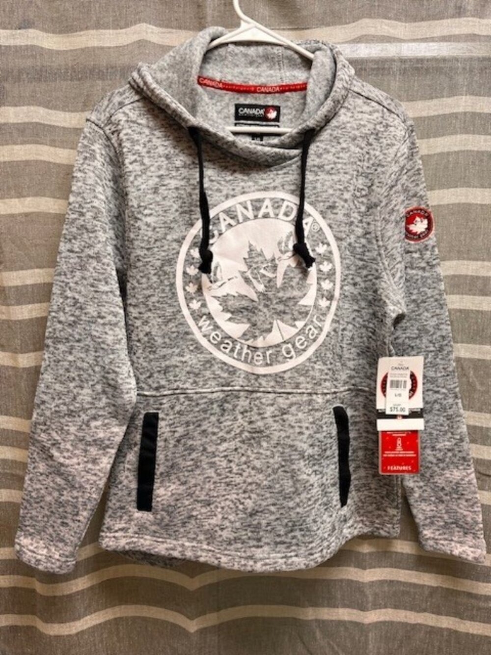 Canada Weather Gear Hoodie NWT Women's Large Gray Pullover Sweatshirt MSRP $75